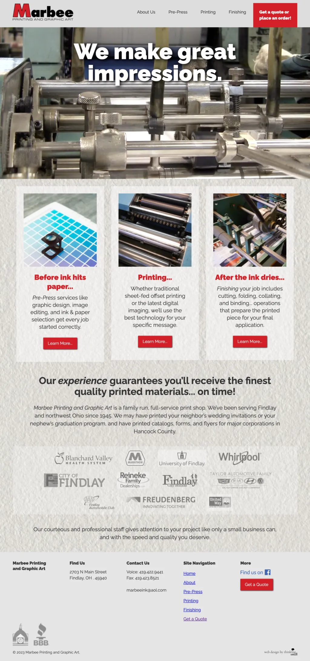 Marbee Printing Web Page